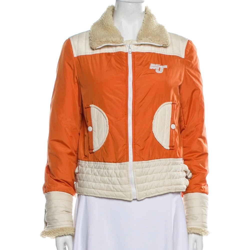 Marc Jacobs Orange Puffer Shearling Jacket